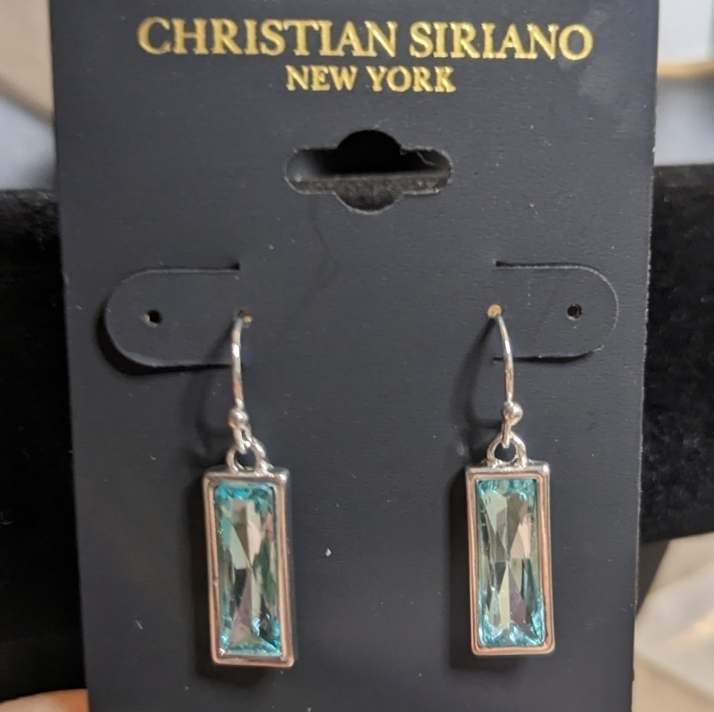 Christian Siriano Turquoise Crystal Earrings‎